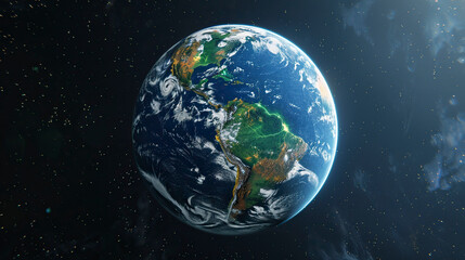 Planet Earth from space showing realistic earth surface.
