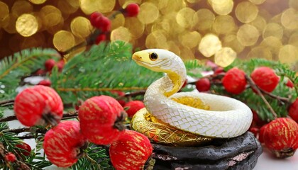 蛇（年賀素材、お正月、年賀状、寿）