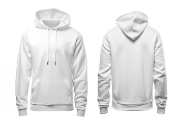 White hoodie mockup, front and back views.