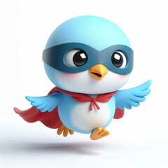 Fototapeta premium 3D superhero cute bird with a cloak and mask