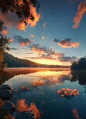 sunset over the river