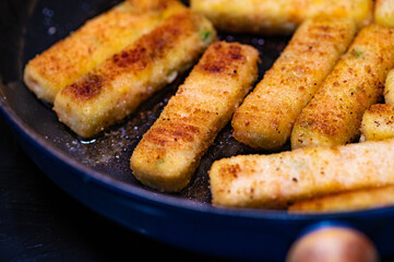 Close-up of fried vegetable fingers