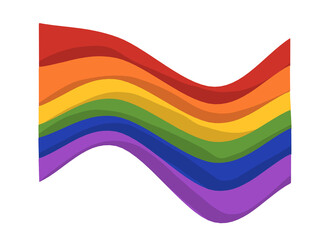 Flag of LGBTQ pride waving isolated on white background