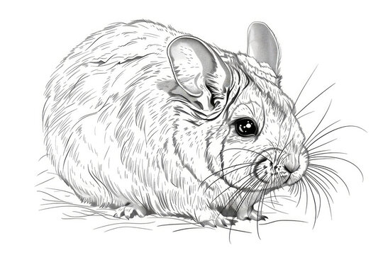recommend clip art: A twotone line art of a chinchilla with a soft fur 81 2 mouse, animal, hamster, rodent, pet, rat, isolated, mammal, fur, domestic, small, mice, cute, white, pest, funny, white background, nature, brow