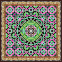 Pakistani Digital textile Traditional Ornamental Floral Paisley & Flower Bandanna. Raster Version Bed Sheet ...