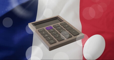 Obraz premium Image of calculator over flag of france