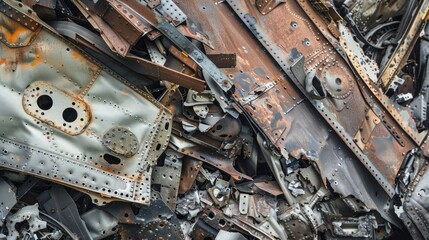 Fototapeta premium A pile of rusted metal with holes