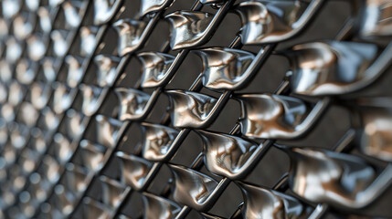 braided metal mesh in metalic close up