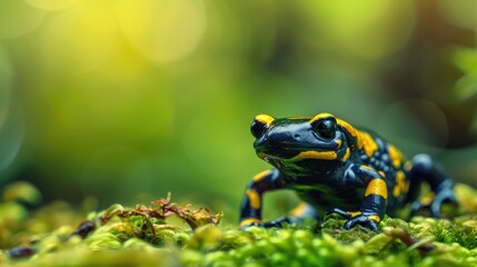 Fototapeta premium Fire Salamander Resting on Moss