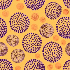 seamless pattern of dotted circles with irregular spacing for a playful look, Generative AI