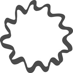 Wavy border frame. Circle scallop shapes. Squiggle hand drawn doodle box. Retro curved simple decoration. Retro aesthetic border. © Sasha