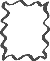 Wavy border frame. Rectangle scallop shapes. Squiggle hand drawn doodle box. Retro curved simple decoration. Retro aesthetic border.