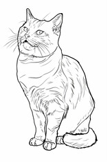 Obraz premium A twotone line art of a Chartreux cat with a smile 16 cat, kitten, animal, pet, isolated, domestic, feline, fur, white, cute, kitty, british, sitting, looking, tabby, mammal, pets, gray, paw, adorable