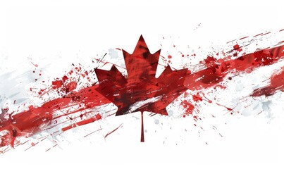 Grunge flag of Canada with paint splashes. National holiday template background.