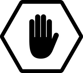 stop hand hexagon icon inverse