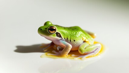 Obraz premium Real photo of new born frog on plain white background