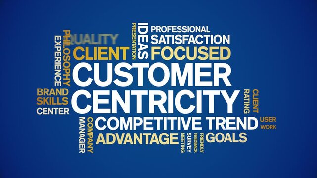 Customer Centricity animated word cloud;text design animation tag kinetic typography seamless loop.