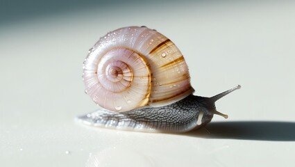 Real photo of new born snail on plain white background