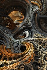Infinite fractal wood background Generative Ai