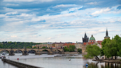 Prague, Czech Republic, panorama overlooking the old town.