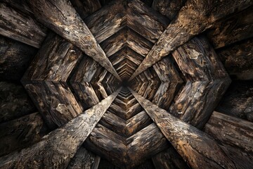 Infinite fractal wood background Generative Ai