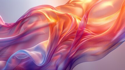 Naklejka premium An abstract, liquid-like form with a glossy holographic finish and vibrant colors, set against a light, gradient backdrop