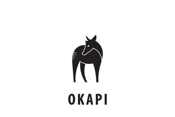 Minimalist okapi logo design, okapi silhouette logo vector, okapi icon design.