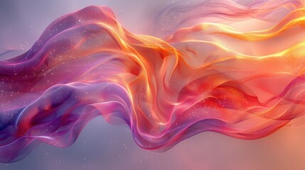 A mesmerizing holographic abstract figure with flowing lines and vibrant colors, creating a striking visual effect against a pastel background