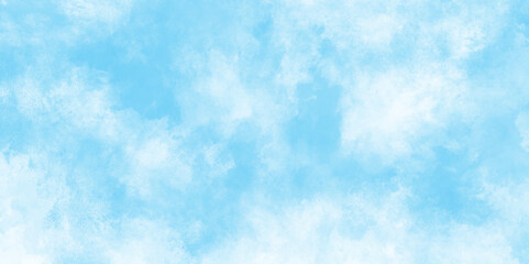 Grunge art and abstract blue color clouds texture background, cloudy and foggy Watercolor hand paint wash sky stains,  clearing day and beautiful nature in the morning with soft fresh cloudy blue sky.
