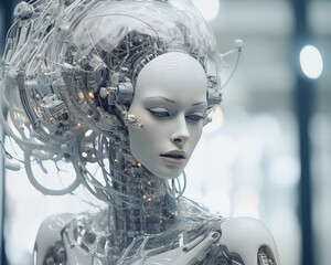 Artificial Intelligence background.Glow of Technology. Digital Life of Reason. Futuristic robot. Programming coding technology development, machine learning concept. Robotic bionic science research.