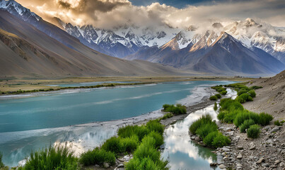 Obraz premium Endless Exploration: Trekking through Pakistan's Ghizer Valley