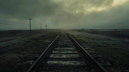Obraz premium railroad recedes into the distance