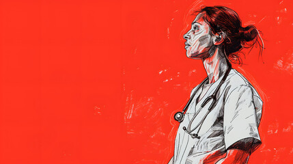 Fototapeta premium Nurses Day: Simple Sketch Illustration