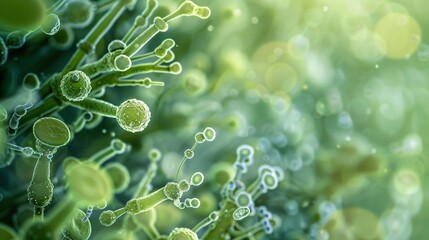 Microorganisms in Minimal Living Organisms ,Science microscopic background, Microscopic view of various types of microorganisms Illustration image