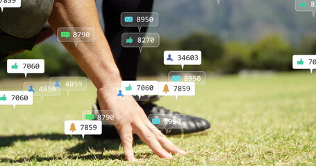 Image of digital data processing over biracial male baseball player