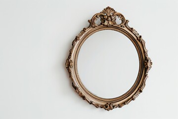 Ornate Oval Frame on White Wall.