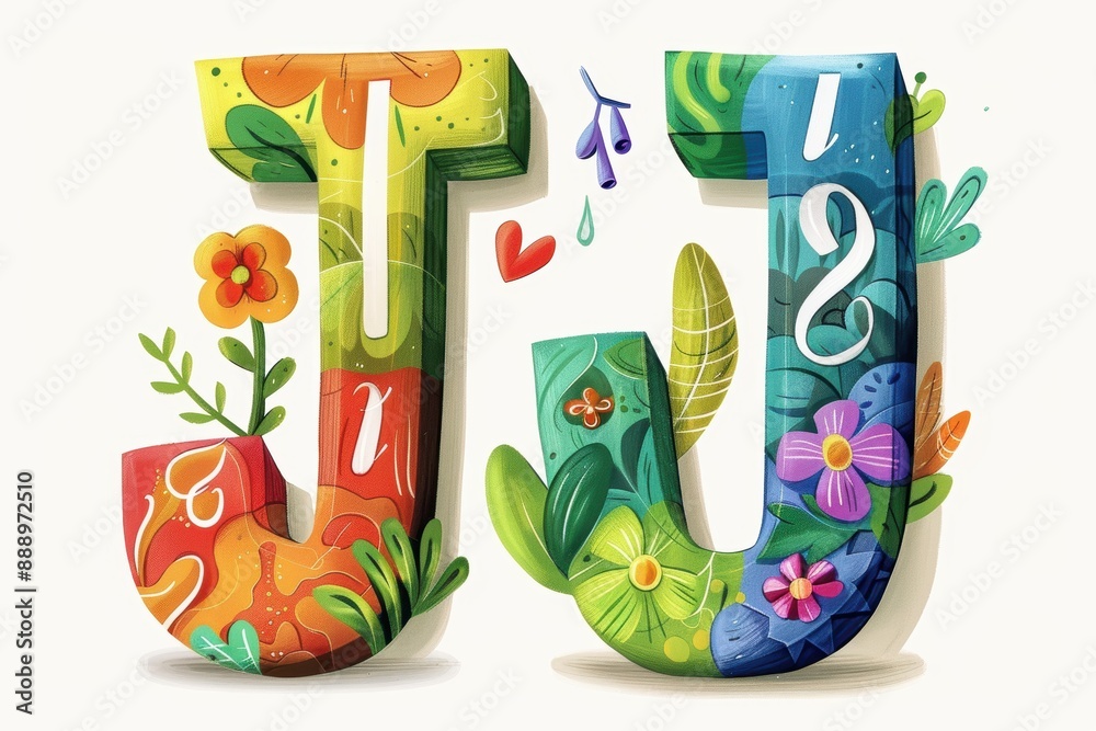 Fototapete a colorful illustration showcasing the letter j among a collection of alphabet letters each with its