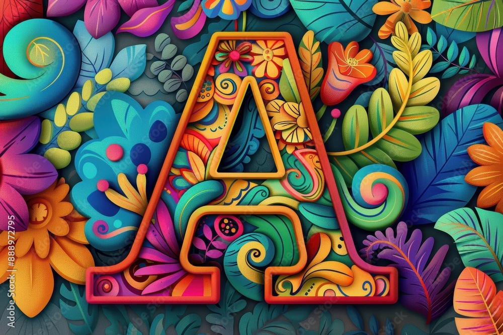 Fototapete a vibrant illustration of the letter a designed with intricate patterns and bright colors ideal for 