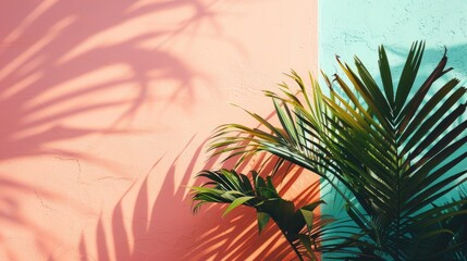 Fashion Canarian minimal tropical location Palm tree and summer shadows Travel aesthetic stylish wallpaper