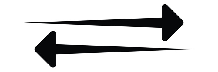 black long arrow icon isolated on white background.  black horizontal arrow. Straight left and right long arrow vector icon.