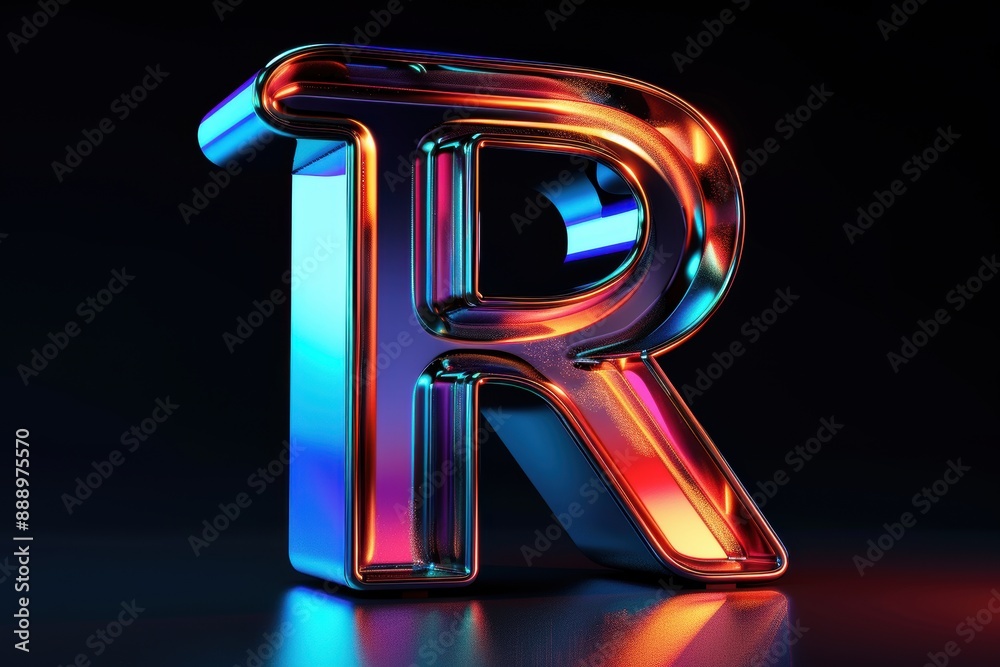 Fototapete a futuristic illustration of the letter r with sleek lines and a metallic finish ideal for technolog