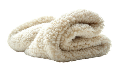 A fluffy, white blanket is rolled up, inviting warmth and comfort