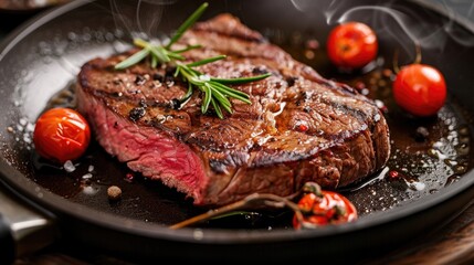 beef steak in the pan