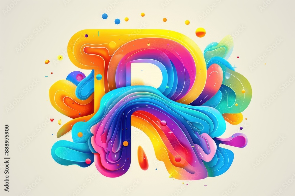 Fototapete a vibrant and colorful illustration of the letter r with a rainbow gradient and playful typography i