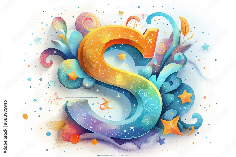 Fototapete a whimsical illustration of the letter s with playful elements like stars and swirls perfect for add