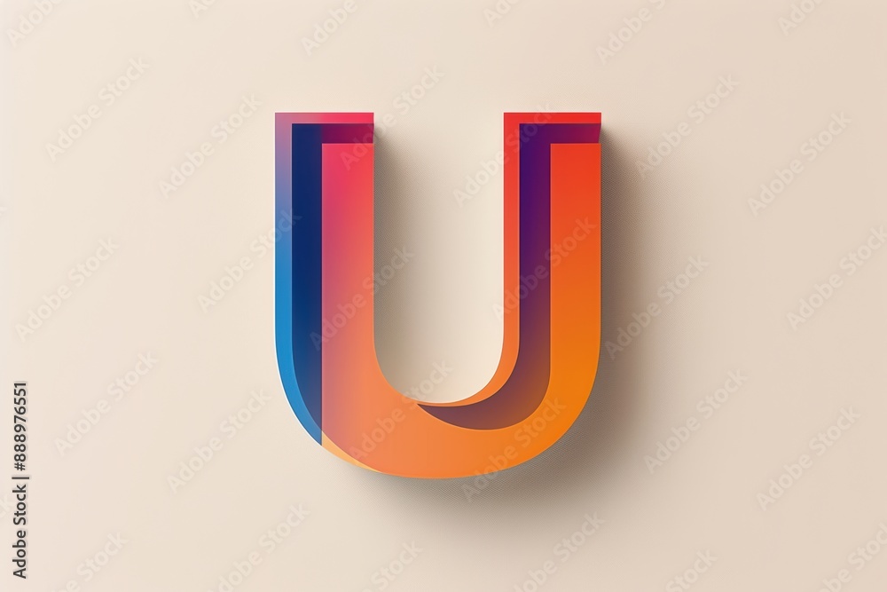 Fototapete a modern and sleek illustration of the letter u with clean lines and a minimalist design ideal for c