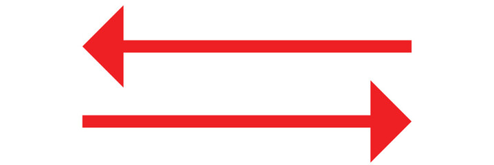 Fototapeta premium Red long arrow icon isolated on white background. Long arrow vector, icon. Red horizontal arrow. Straight long arrow vector icon. 