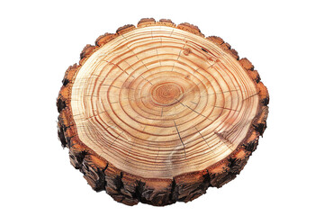 Fototapeta premium Round cut down tree with annual rings on transparent background Generative Ai