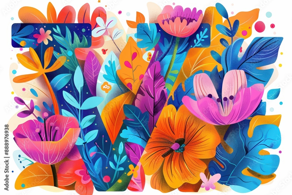 Fototapete an illustration of the letter v rendered in a colorful and playful style perfect for projects aimed 