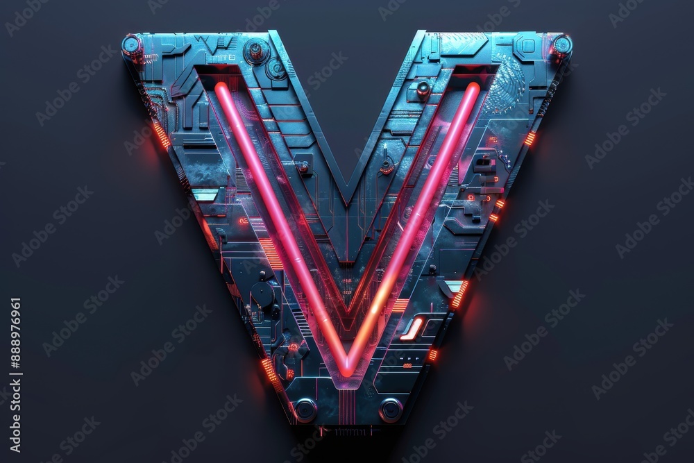 Fototapete a futuristic illustration of the letter v with sleek and metallic elements giving it a modern and hi